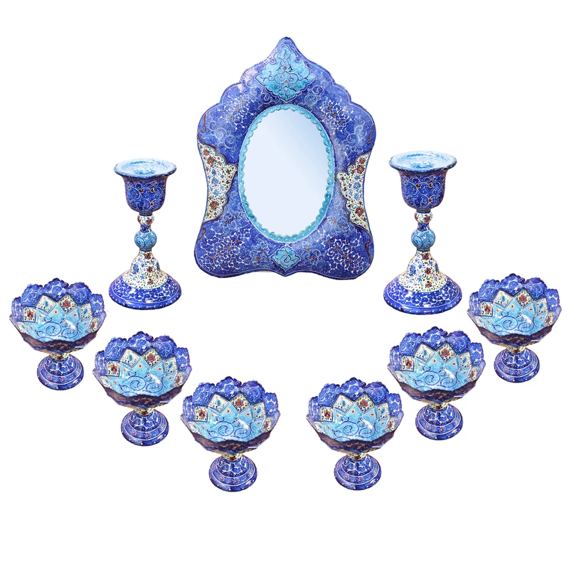 ست 9 تکه هفت سین میناکاری مسی صنایع دستی فاخر مدل مینیمال طرح بهارینه کد Vernal71430147