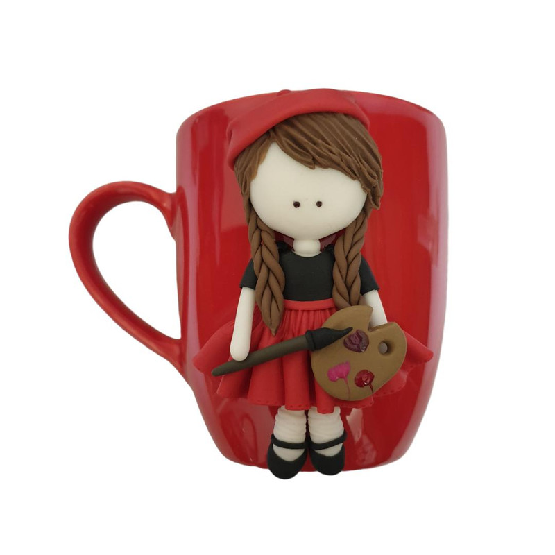 ماگ سرامیکی مدل عروسکی طرح نقاش کد 1027