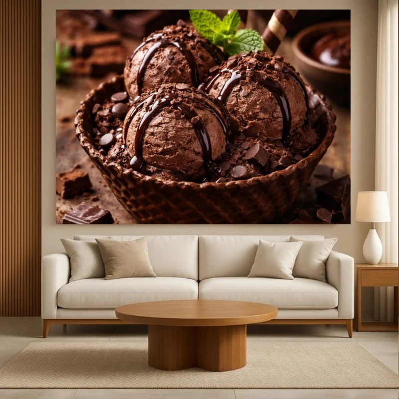 پوستر پارچه ای طرح مخمل  اسکوپ های بستنی مدل کاکائویی کد PY1165