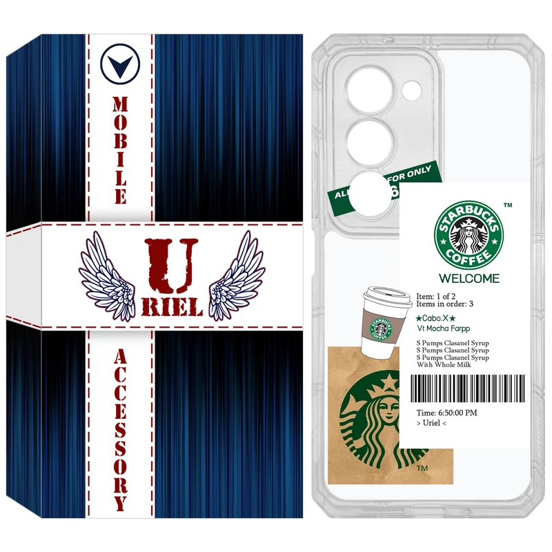 کاور یوریل مدل Clear کد 4 طرح استارباکس مناسب برای گوشی موبایل شیائومی Redmi 15 4G