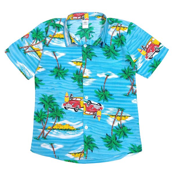 پیراهن پسرانه مدلا طرح هاوایی کد PMA رنگ آبی