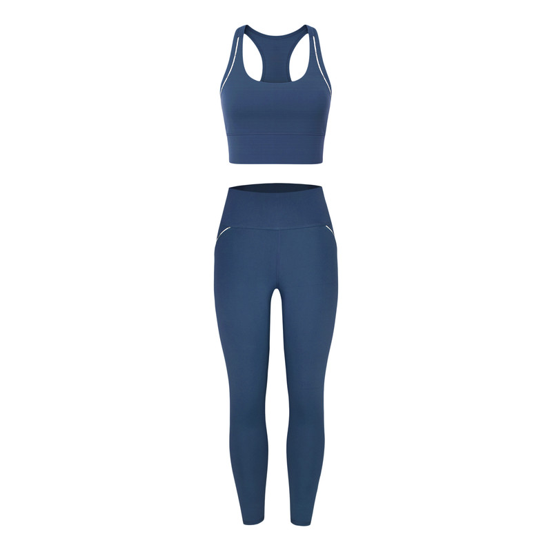 ست تاپ و لگینگ ورزشی زنانه مدل اسکواش کد M5241 رنگ آبی تیره