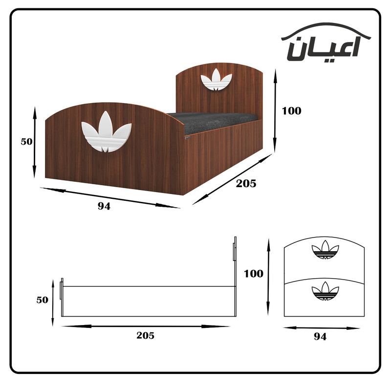 تخت خواب یک نفره اعیان مدل FH458 طرح اسپرت سایز 90x200 سانتی متر تخت خواب یک نفره اعیان مدل FH458 طرح اسپرت سایز 90x200 سانتی متر