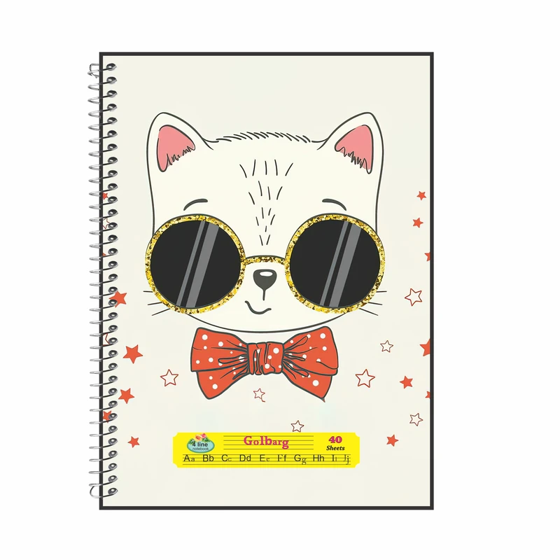 دفتر زبان 40 برگ گلبرگ طرح گربه کد 4549