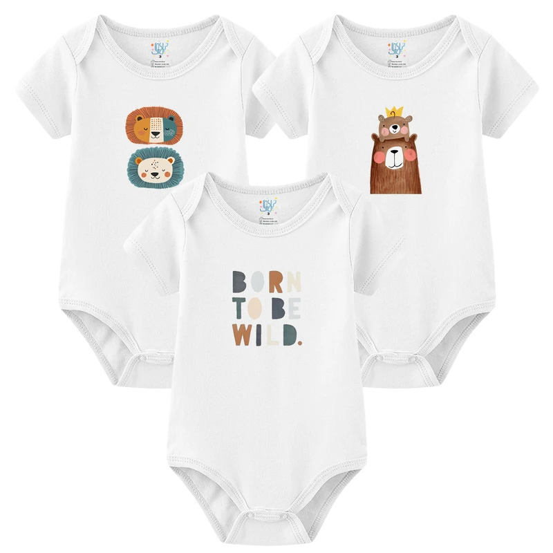 بادی آستین کوتاه نوزادی نیل کوک مدل Be Wild مجموعه 3 عددی