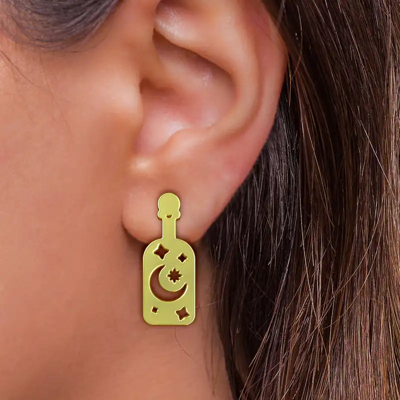 گوشواره طلا 18 عیار زنانه مدوپد مدل ماه کد GA1-15003