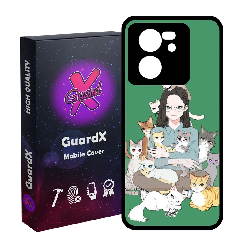 کاور گارد ایکس طرح زن و گربه مدل Glass10676 مناسب برای گوشی موبایل شیائومی 13T/13T Pro/Redmi K60 Ultra