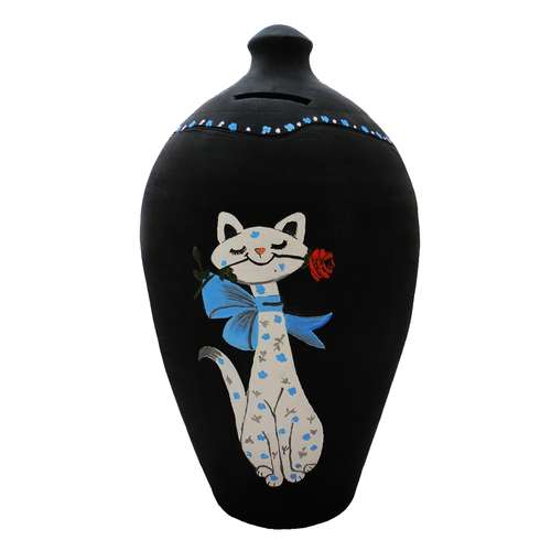 قلک سفالی طرح کتی سیاه مدل HT - 01