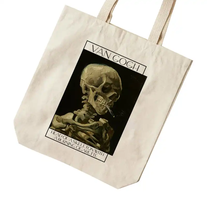 ساک خرید ترمه طراحان ایده مدل اسکلت با سیگار روشن از ونگوگ کد art030 - s