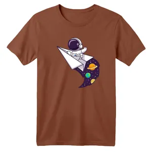 تی شرت آستین کوتاه بچگانه مدل فضانورد کد ۱۲ رنگ موکایی