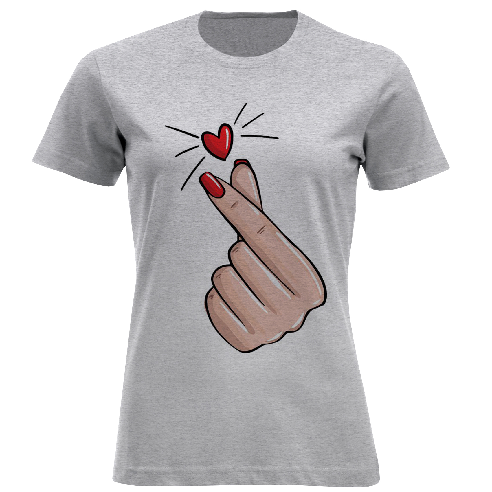 تی شرت آستین کوتاه زنانه مدل دست وقلب F1526