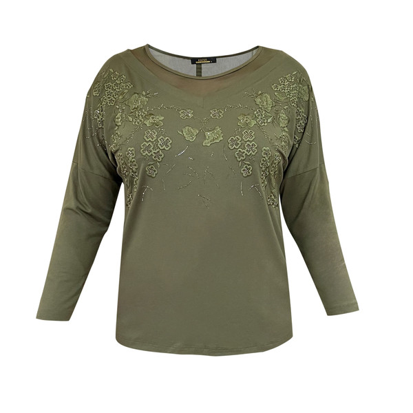 بلوز آستین بلند زنانه کازه مدل گل برجسته