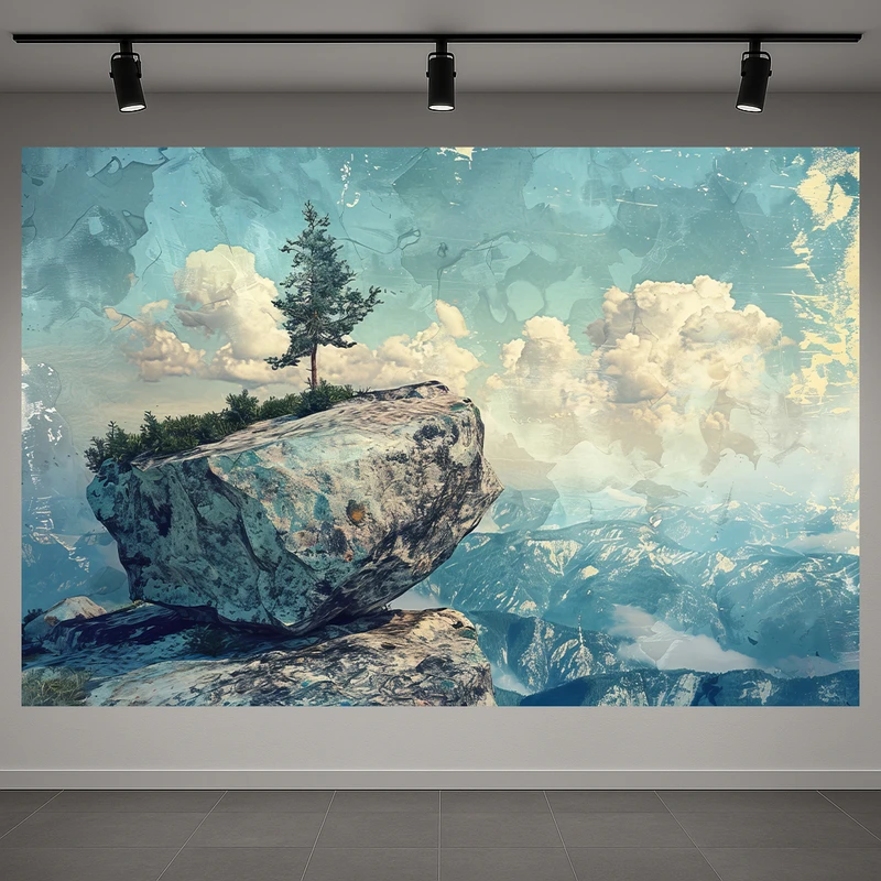 تابلو بوم طرح مخمل نقاشی مدل درخت تنها کد AR3059364