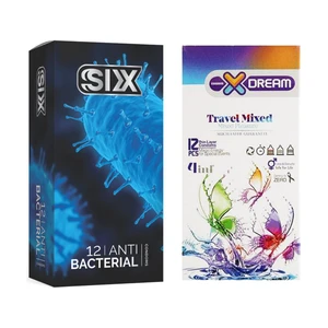 کاندوم سیکس مدل Anti Bacterial بسته 12 عددی به همراه کاندوم ایکس دریم مدل Travel Mixed بسته 12 عددی