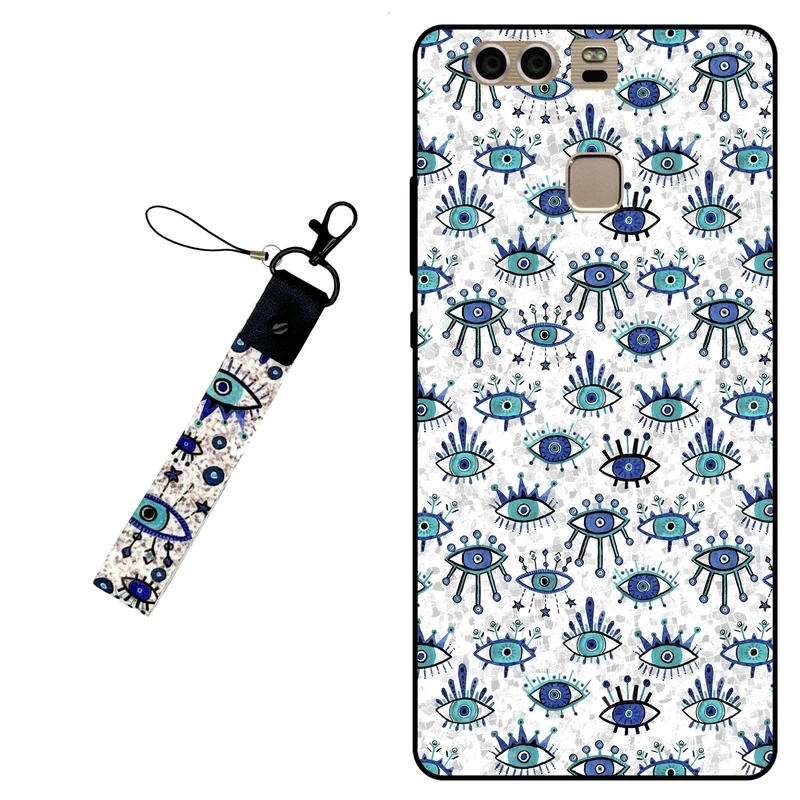 کاور مگافون طرح چشم نظر مدل 6464 مناسب برای گوشی موبایل هوآوی P9 به همراه بند آویز