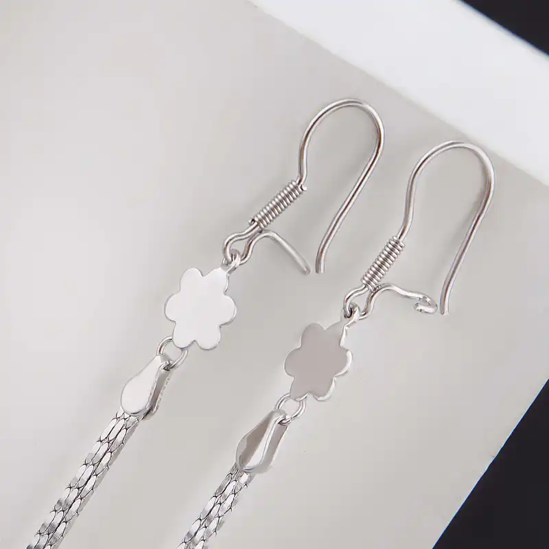 گوشواره نقره زنانه بازرگانی میلادی مدل آبکاری رادیوم کد GZN_367