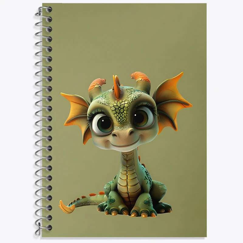 دفتر زبان 50 برگ خندالو مدل دو خط طرح اژدهای بامزه کد N5512