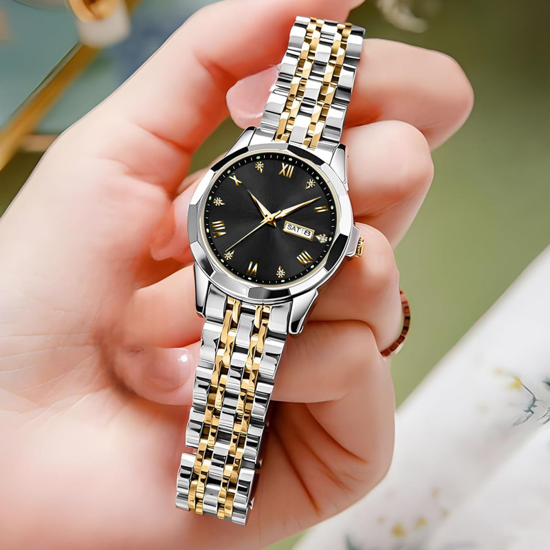 ساعت مچی عقربه‌ای زنانه مدل کوارتز کلاسیک دی دیت بند استیل کد O5