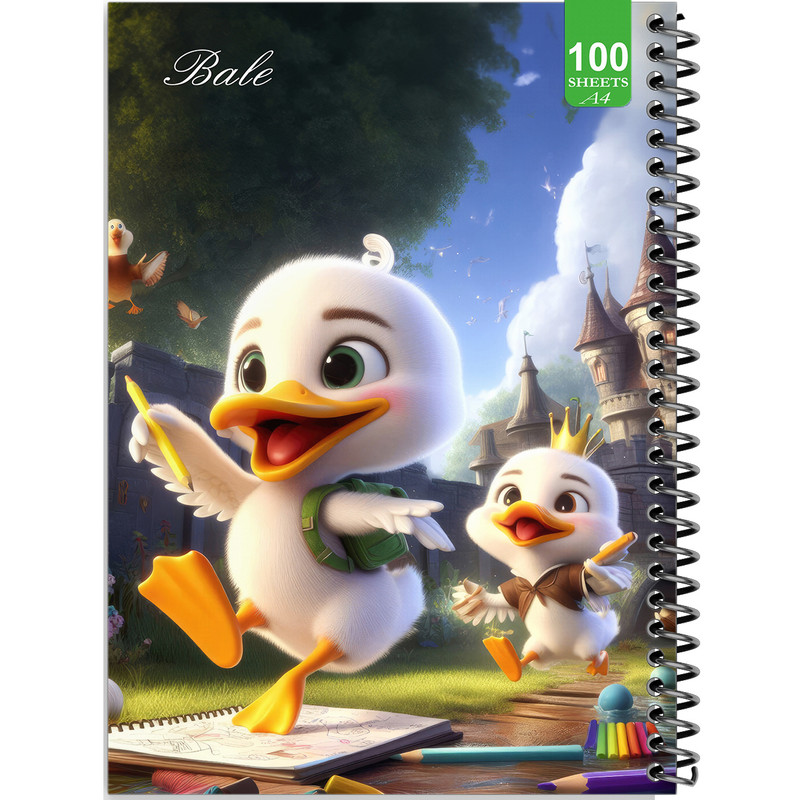 دفتر نقاشی 100 برگ بله مدل رحلی طرح فانتزی اردک نقاش کد A4-N285