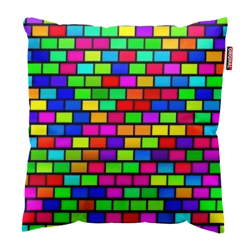 کوسن پاد آفرین طرح آجرهای رنگی سایز 30*30 سانتی متر