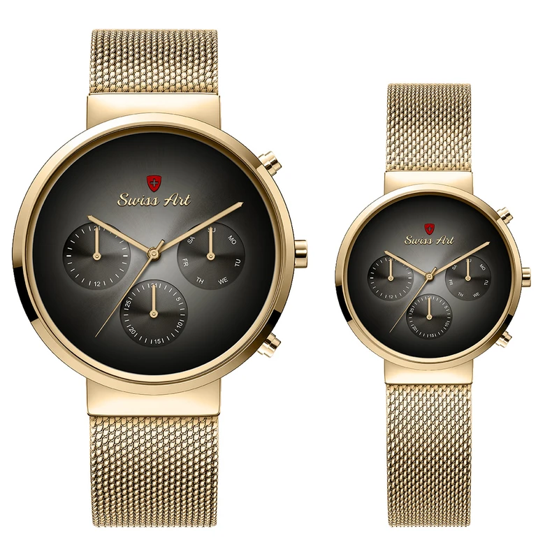 ست ساعت مچی عقربه‌ای کوارتز زنانه و مردانه سوئیس آرت مدل 92012223GD0301