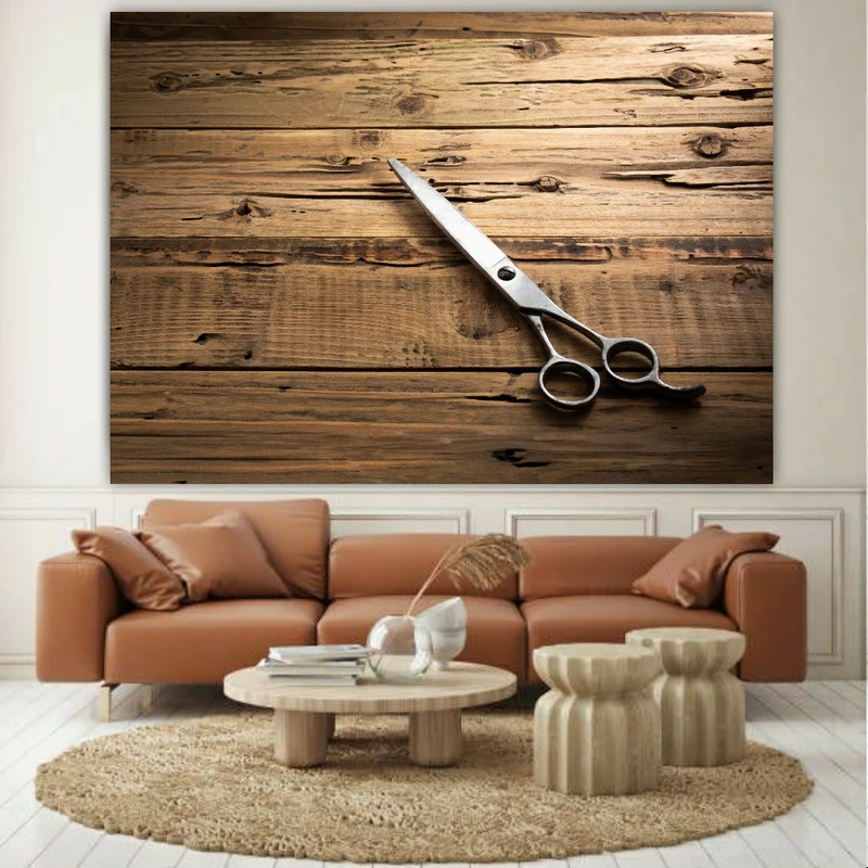 تابلو بوم طرح مخمل آرایشگاه مردانه مدل قیچی کد GR1278