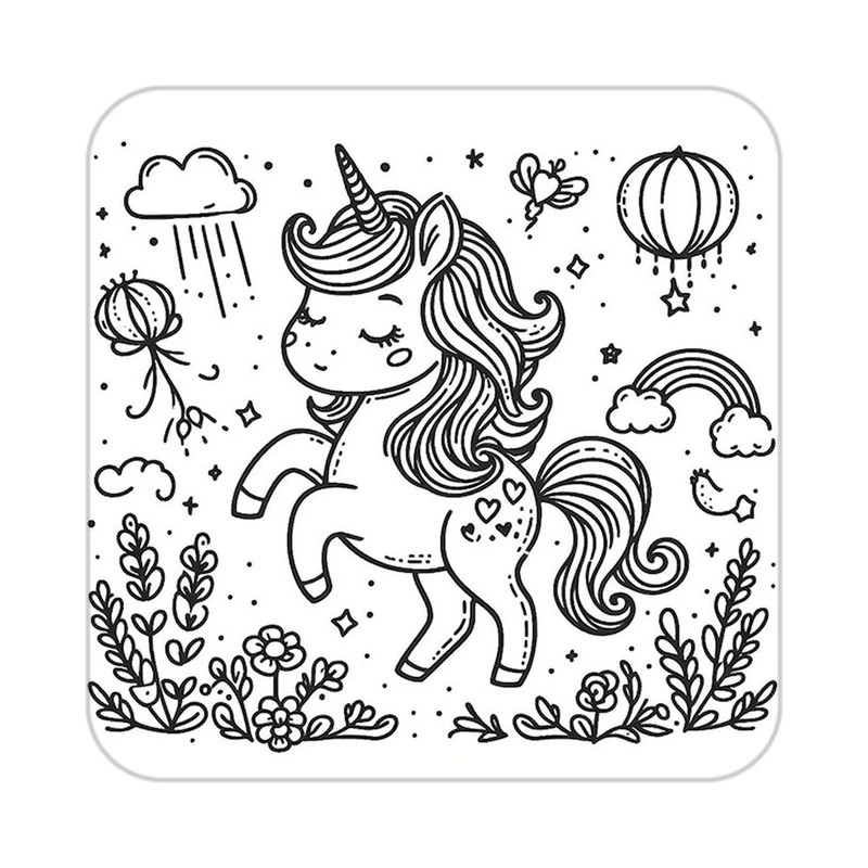 زیر لیوانی کاکتی طرح اسب تک شاخ و یونیکورن مدل mp31372