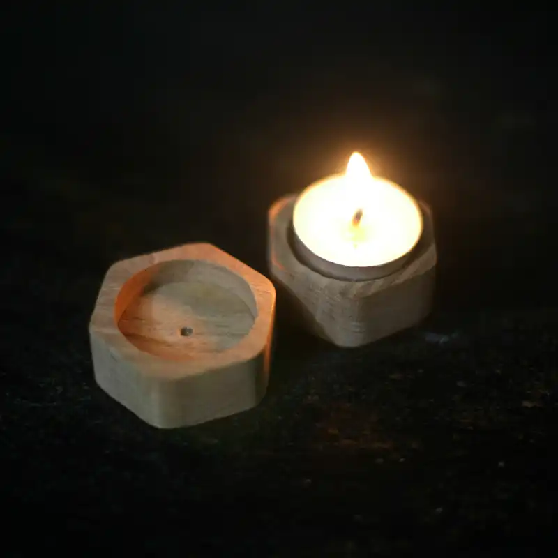 جاشمعی چوبی وودلندزون مدل شش ضلعی بسته 2 عددی