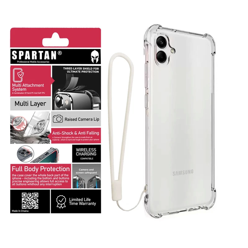 کاور اسپارتان مدل Airbag Strap مناسب برای گوشی موبایل سامسونگ Galaxy A06 به همراه بندآویز