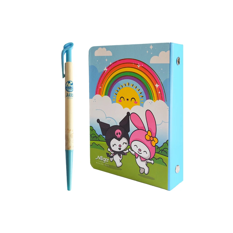 دفتر کلاسوری 100 برگ نگار مدل فانتزی طرح کرومی به همراه خودکار