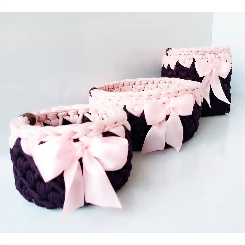 سبد قلاب بافی تریکو برفی کد 203 مجموعه 3 عددی