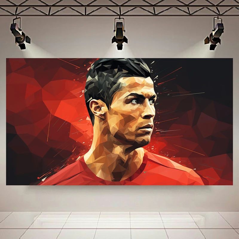 تابلو بوم طرح مخمل رونالدو مدل انتزاعی چند ضلعی کد AR304890