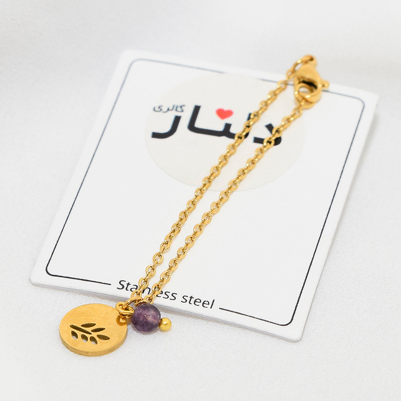 آویز ساعت زنانه دلنار گالری مدل گل گندم و سنگ آمتیست آویز ساعت زنانه دلنار گالری مدل گل گندم و سنگ آمتیست