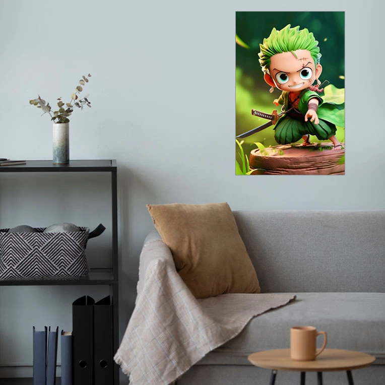 پوستر گوفی مدل رورونوآ زورو دزد دریایی بامزه و کیوت انیمه وان پیس کد JUNGL54