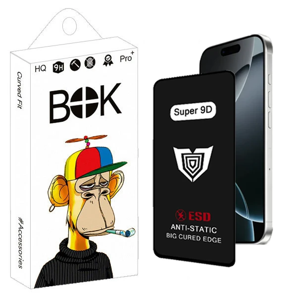 محافظ صفحه نمایش بوک مدل Super 9D Touch مناسب برای گوشی موبایل اپل iphone 16 pro max