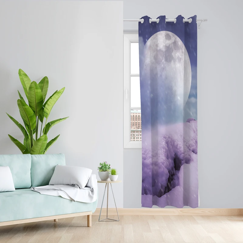 پرده طرح ماه مدل مخمل پانچی کد L 1360L Z سایز 140x200 سانتی متر