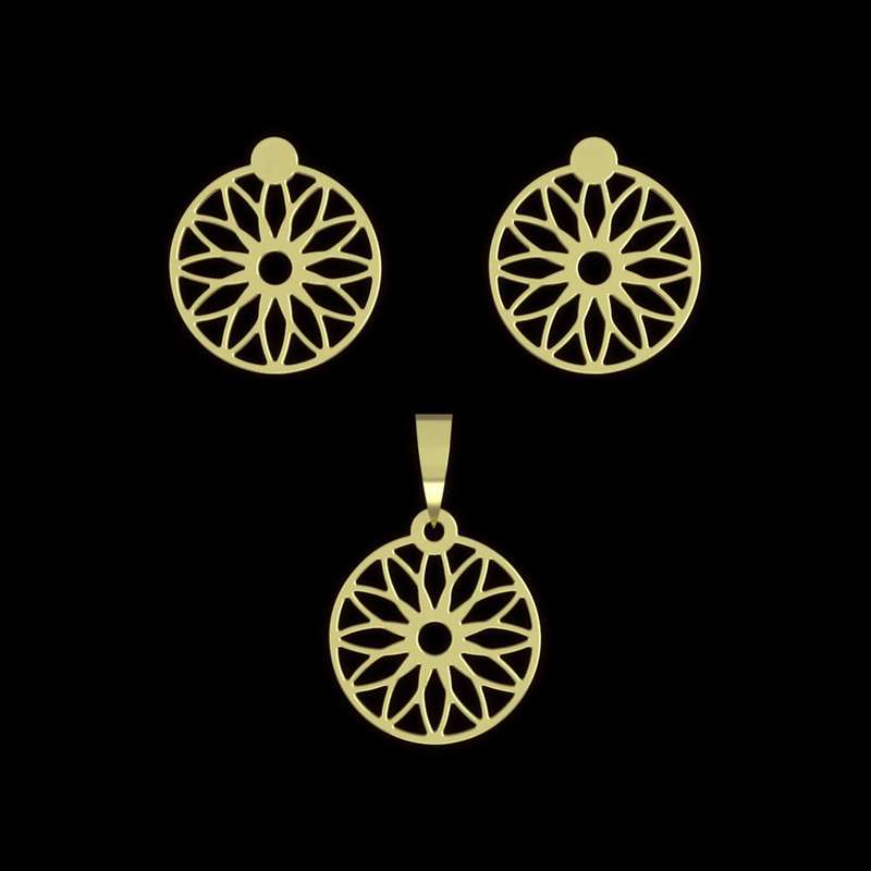 نیم ست طلا 18 عیار زنانه مدوپد مدل خورشید کد NA11814