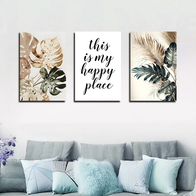 تابلو شاسی بکلیت طرح جمله انگیزشی و برگ انجیری مدل SH-2292 مجموعه 3 عددی