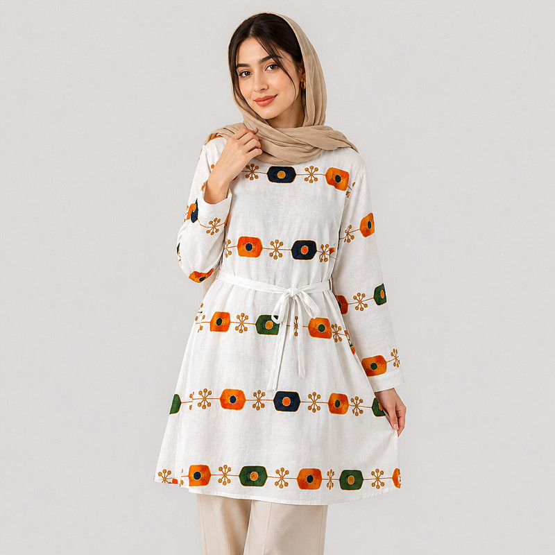 تونیک زنانه گلدوزی سنتی مدل بهار شرقی کد 6593