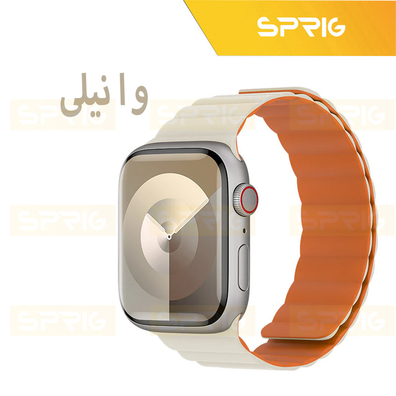 بند اسپریگ مدل Silicone Magnetic Link BK مناسب برای اپل واچ سری Se/1/2/3/4/5/6/7/8/9/Ultra/Ultra2 سایز 42/44/45 میلی متری