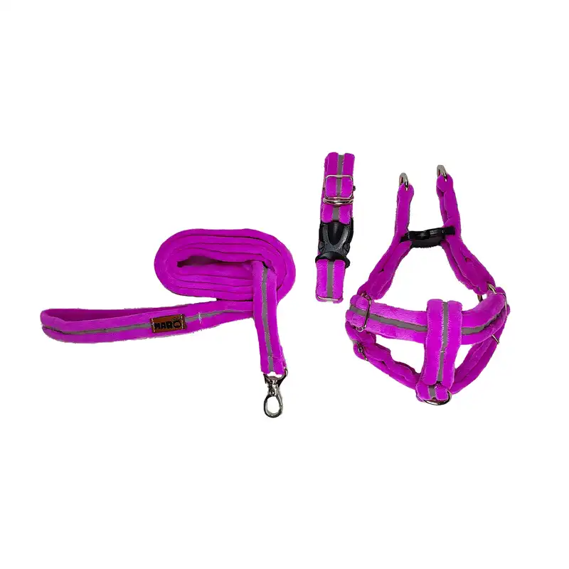 قلاده کتفی و گردنی و بند قلاده سگ طرح مخملی مدل شبرنگی کد m012