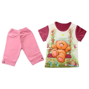 ست تی شرت و شلوارک نوزادی مدل خرسی 2