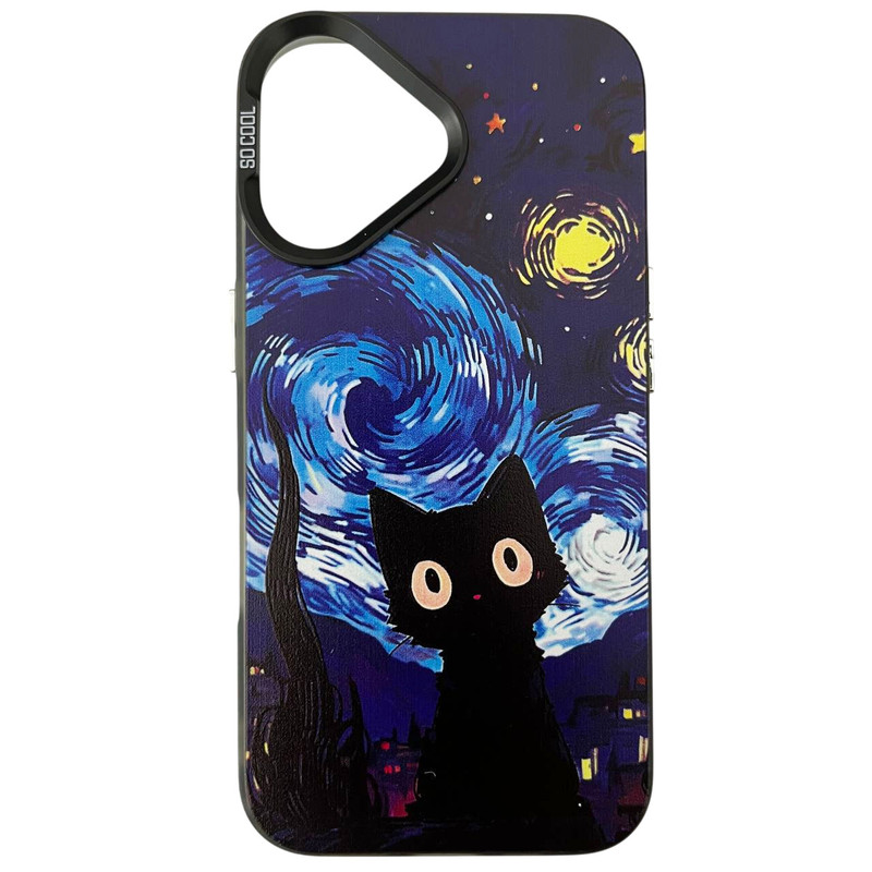 کاور مدل Vartush طرح گربه در شب پر ستاره کد 795 مناسب برای گوشی موبایل اپل iPhone 16