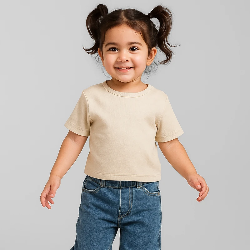 کراپ تی شرت آستین کوتاه دخترانه تیتیش مدل 2471646