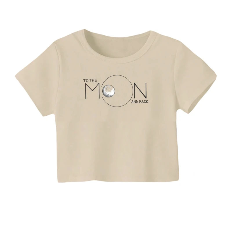 کراپ‌ تی‌شرت آستین کوتاه زنانه مدل ماه