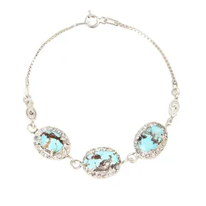 دستبند نقره زنانه بازرگانی میلادی مدل فانتزی کد DP_505