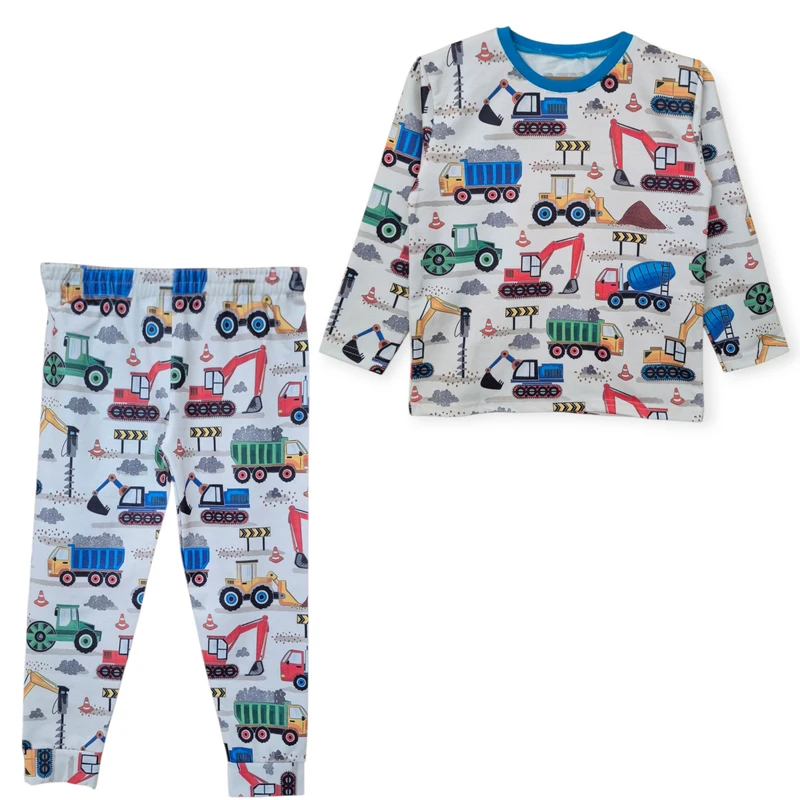 ست تی‌شرت آستین بلند و شلوار راحتی پسرانه مدل ماشين ها کد 318