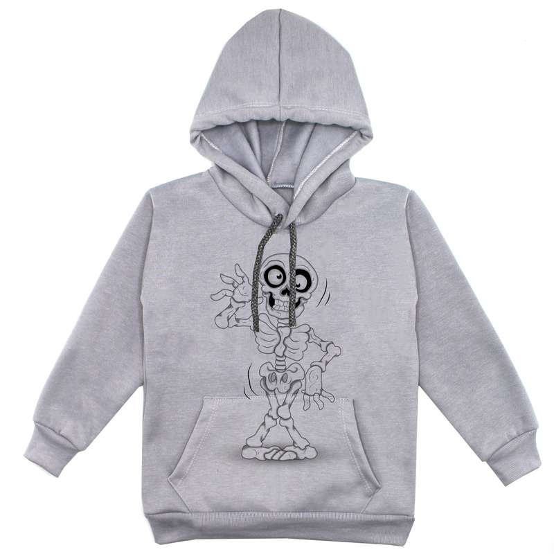 هودی پسرانه مدل اسکلت F32 رنگ طوسی