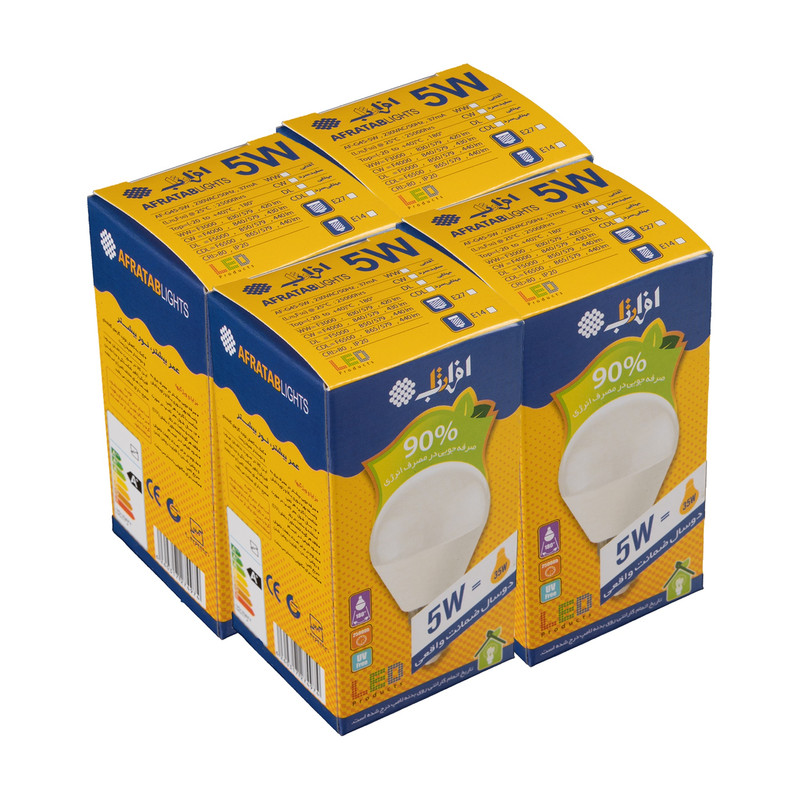 لامپ ال ای دی 5 وات افراتاب مدل AF-G45_5W پایه E27 بسته 4 عددی