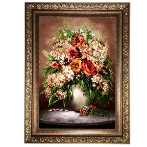 تابلو فرش ماشینی نقش نگار رضوی طرح گل کد 2167KC